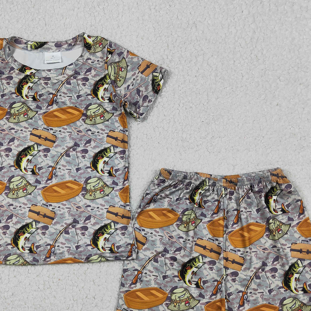 4.13 BSSO1920 RTS NO MOQ （In stock ）Short sleeves fishing top shorts kids boys summer outfits