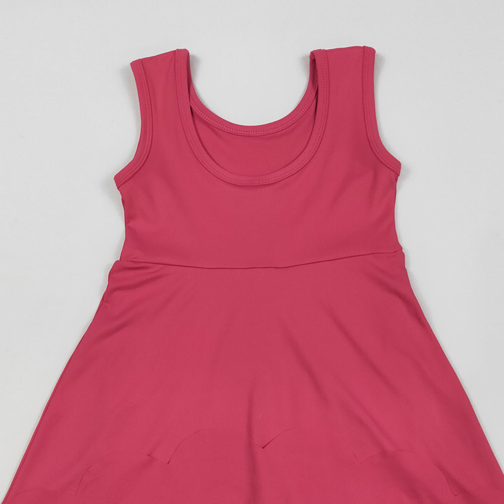 7.05 GSD2352RTS NO MOQ Baby Girls Summer Yoga Dress Baby Girls Hot Pink Sleeveless Yoga Active Knee Length Dresses