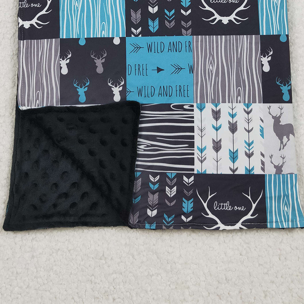 10.10 RTS NO MOQ （In stock）BL0074 Baby Kids Deer Hunting Checked Western Blankets
