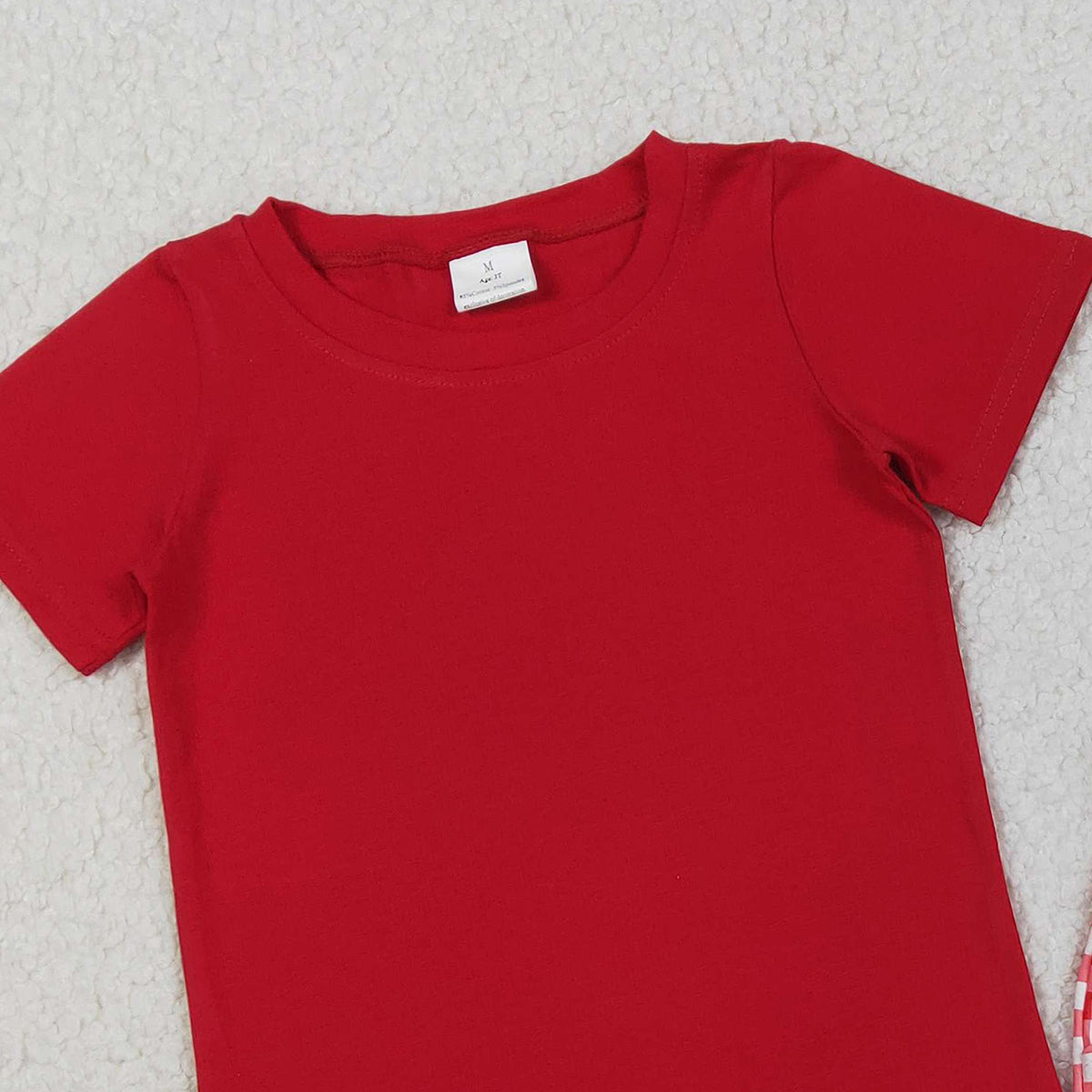 3.7 RTS NO MOQ （In stock）BSSO1884 Children's Fashion Set Baby Boys Red Shirts Top Checked Pockets Shorts Clothes Sets