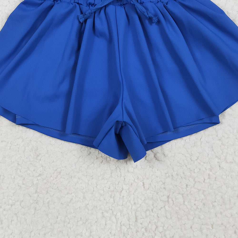 8.15 SS0552RTS NO MOQ Baby Girls Summer Yoga Shorts Baby Girls Hot Blue Skort Shorts Bottoms