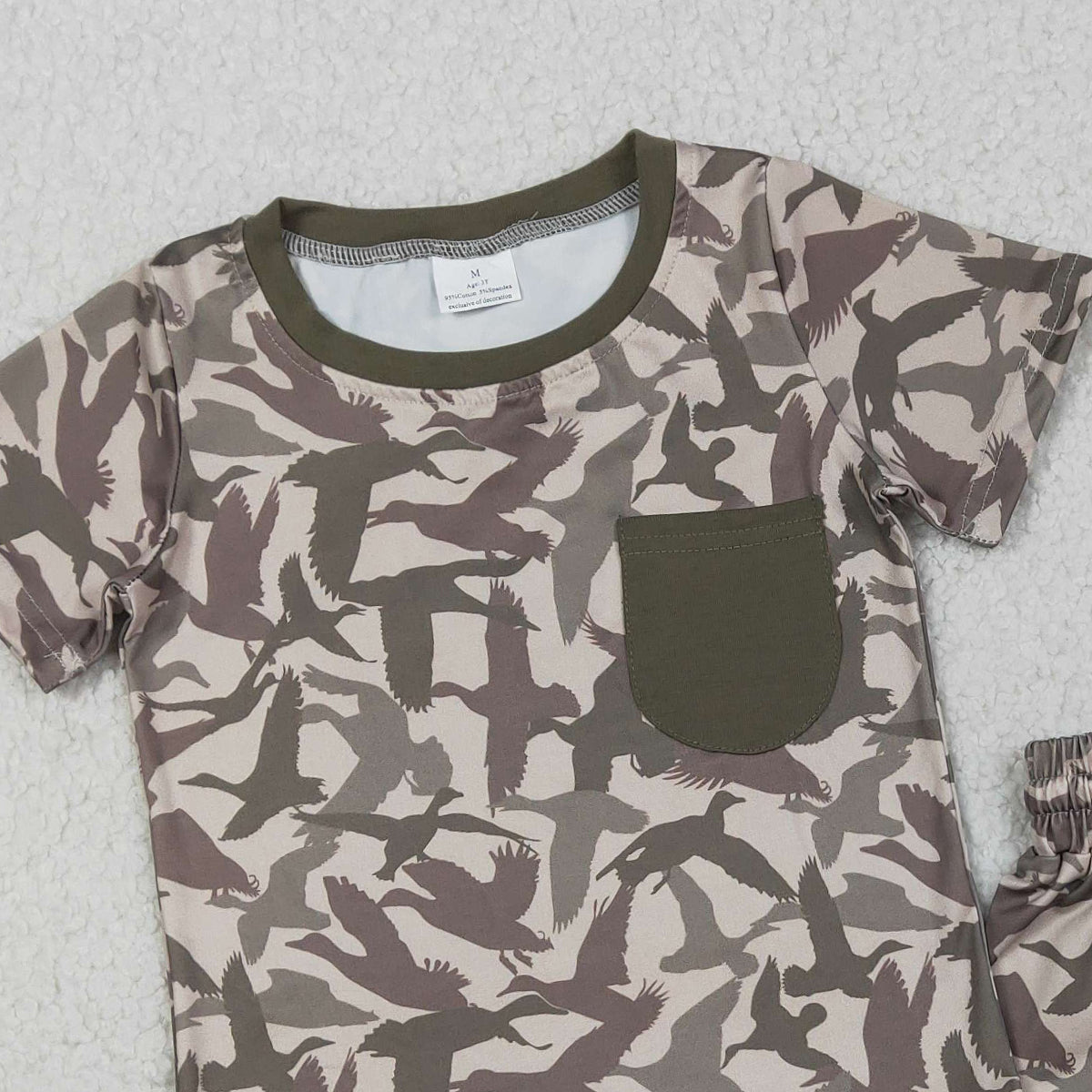 3.11 RTS NO MOQ （In stock）BSSO1795 Kids Clothing for Boys Baby Boys Ducks Camo Pocket Top Shorts Hunting Pajamas Clothes Sets