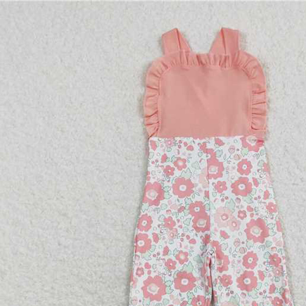 6.07   SR0963 New Rts No Moq 8-9 Days By Air Arrived it Sleeveless pink flower baby girls jumpsuit
