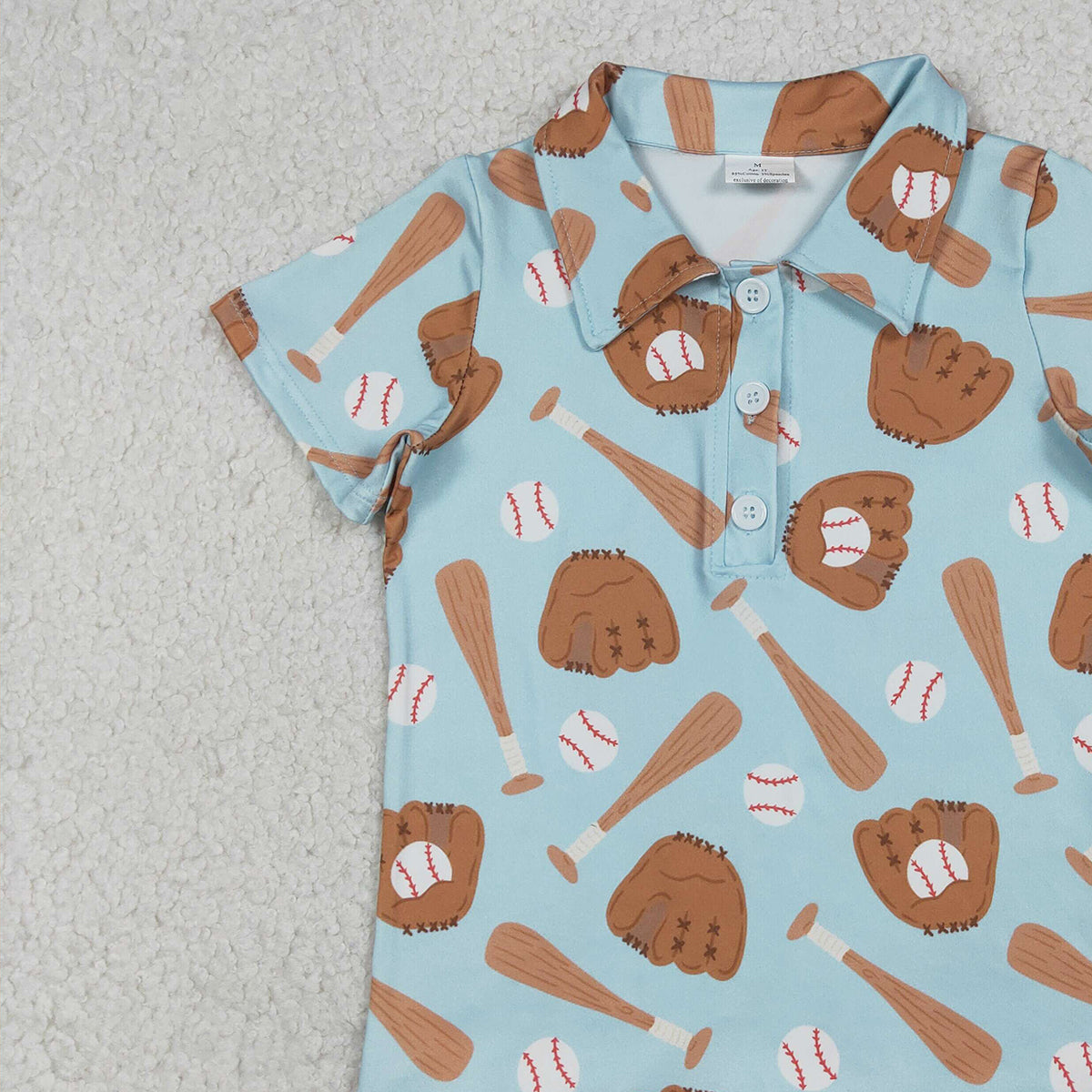 12.24 RTS NO MOQ （In stock）BT1579 Baby Boys Baseballs Team Button Polo Shirts Top