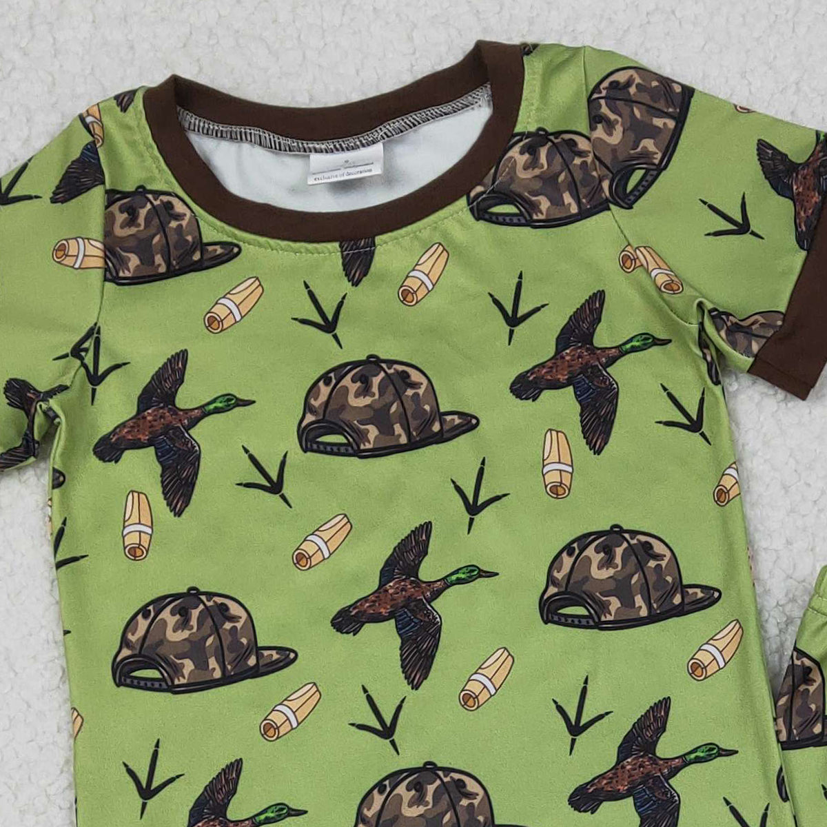 12.12 RTS NO MOQ （In stock）BSPO0636 Baby Boys Ducks Calls Camo Hats Top Pants Hunting Pajamas Sets