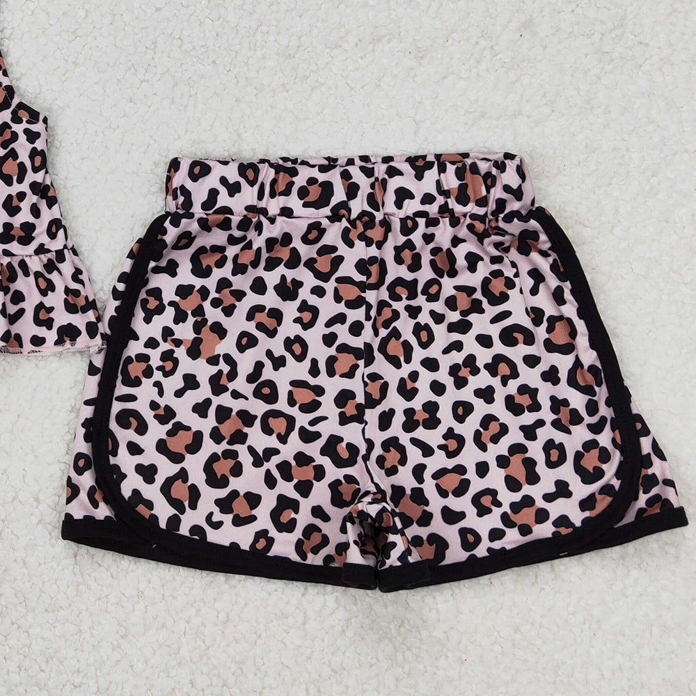 5.19  GSSO2053  RTS NO MOQ Straps leopard peplum shorts girls summer outfits