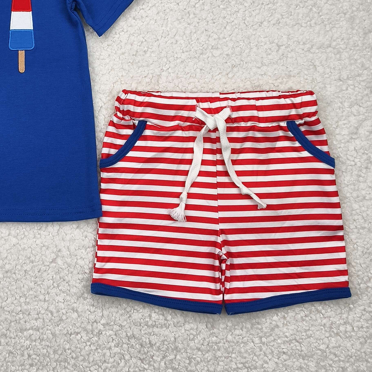 BSSO1250 RTS NO MOQ Baby Boys Summer Boys Outfits Embroidery Baby Boys 4th Of July Popstick Shirts Shorts Clothes Sets