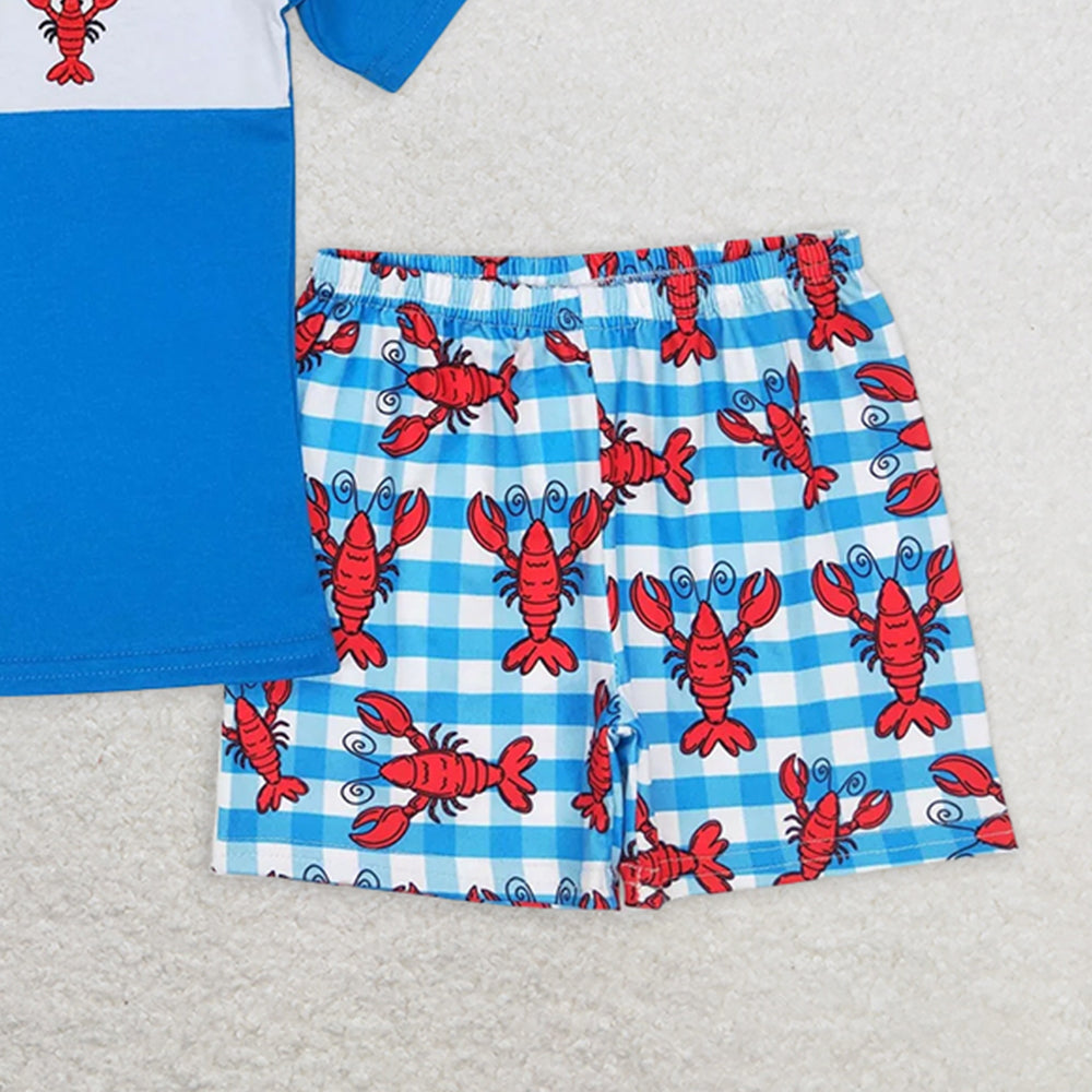 BSSO0280 RTS NO MOQ Baby Boys Summer Boys Outfits Baby Boys Crawfish Short Sleeve Tops Shorts Clothing Sets