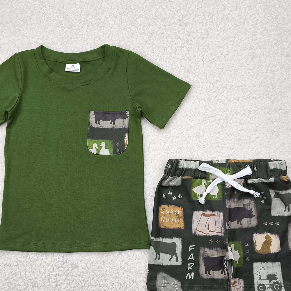 6.18 BSSO1390 RTS NO MOQ Baby Boys Summer Boys Outfits Baby Boys Western Cow Boots Shirt Shorts Clothes Sets