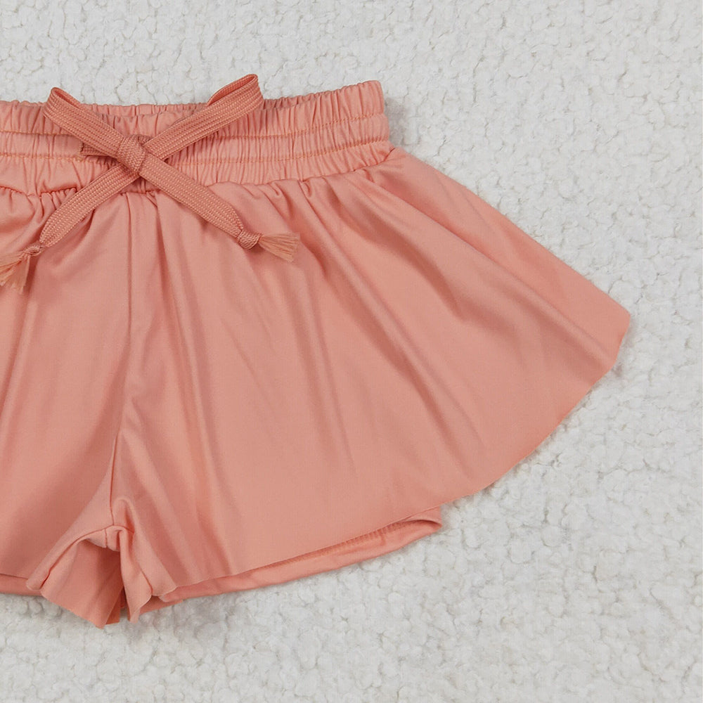 7.10  SS0547 RTS NO MOQ Baby Girls Summer Yoga Shorts Baby Girls Peach Skort Shorts Bottoms