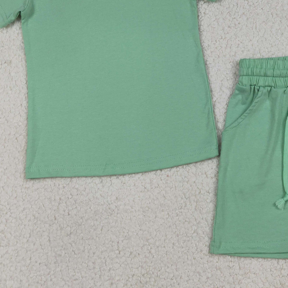 4.2 BSSO1886 RTS NO MOQ （In stock ）Short sleeves mint cotton top pocket shorts boys outfits
