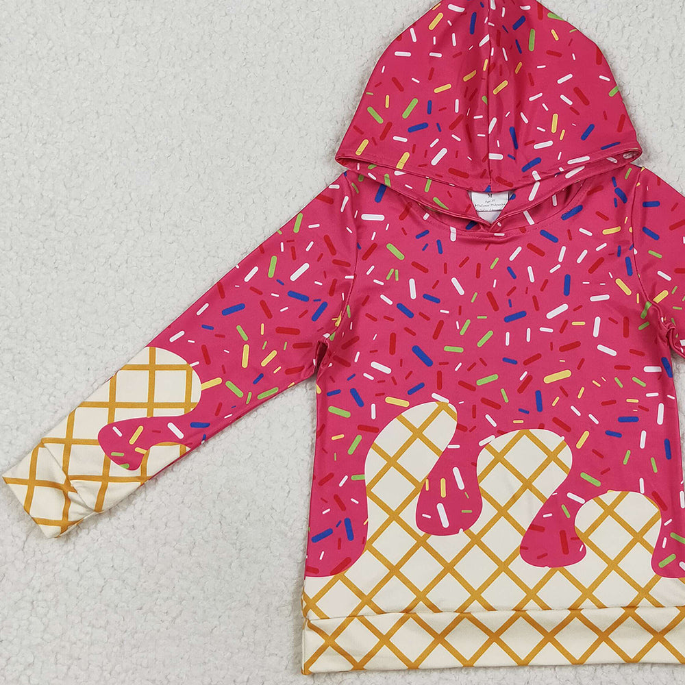 USA Shop (in stock)BT1271 Baby Boys Long Sleeve Tops Baby Kids Pink Long Sleeves Team Sprinkles Drips Hoodies Tops