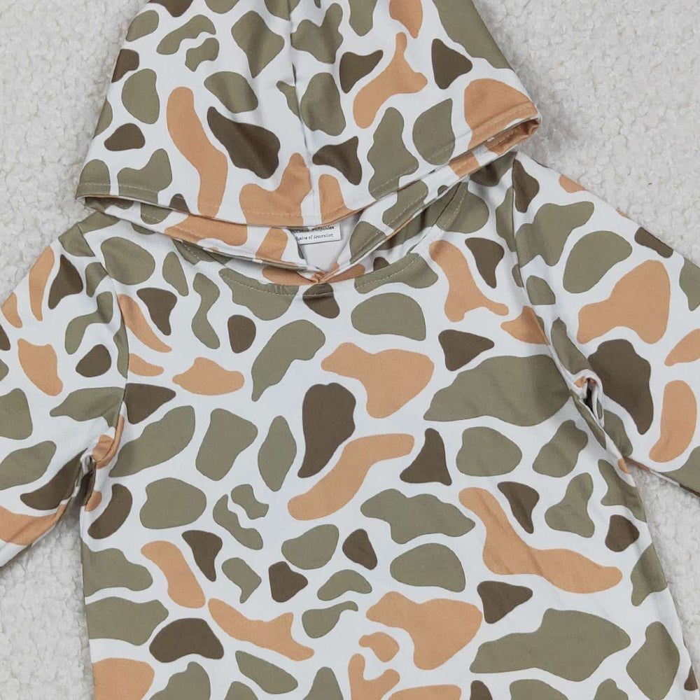 RTS NO MOQ （In stock）BT1313 Baby Boys Long Sleeve Tops Camouflage Hoodie Southern Green Khaki Hooded Tops f