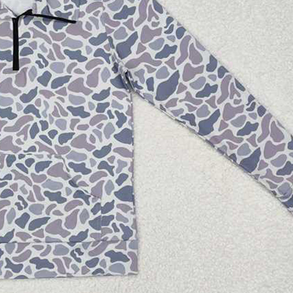 USA Shop (in stock)GT0832Women's Grey Camouflage Pocket Zipper Pullover Adult Hoodie Casual Loose Fit Streetwear