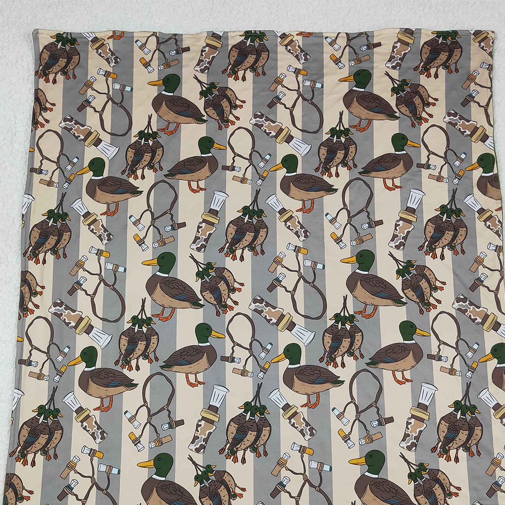 RTS NO MOQ （In stock）BL0211 Baby Blankets Green Ducks Calls Southern Hunting Minky Blankets