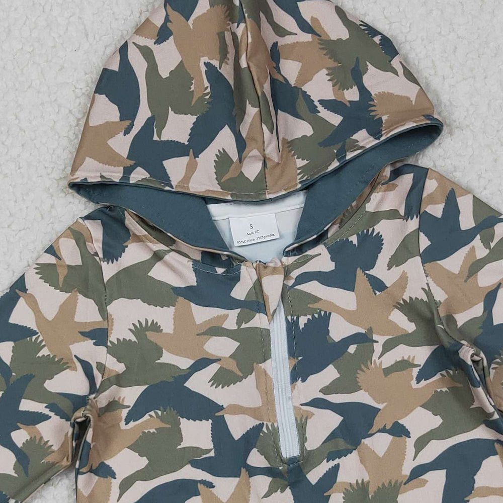 RTS NO MOQ （In stock）BT1301 Baby Boys Long Sleeve Tops Blue Duck Camo Pocket Zipper Southern Hoodies Tops