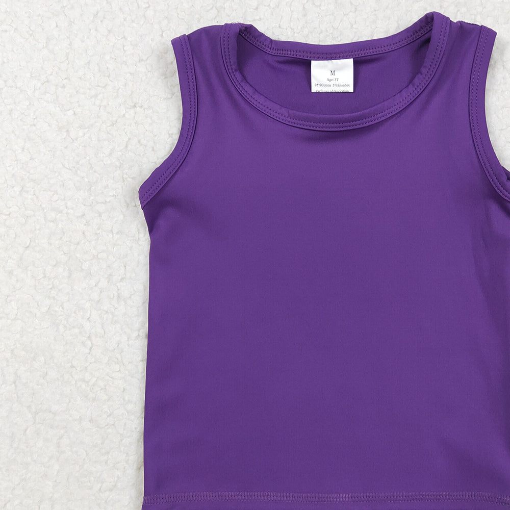 6.26    GT0996 RTS NO MOQ Baby Girls Summer Yoga Tank Top toddler girl clothes yoga purple Sleeveless vest Top