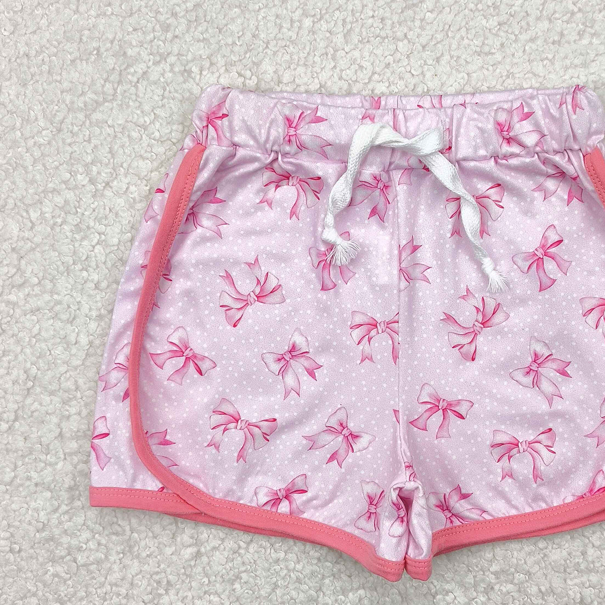 SS0463RTS NO MOQ Baby Girls Summer Shorts Kids Girls Pink Polka Dots Bow Summer Shorts Children's Fashion Cute Design Casual Wear for Girls