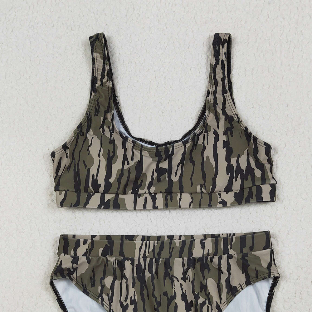 USA Shop (in stock)S0563+S0564 RTS NO MOQ Adult Women's Swimsuit Bottomland camo adult women summer swim top summer swim bottom sets