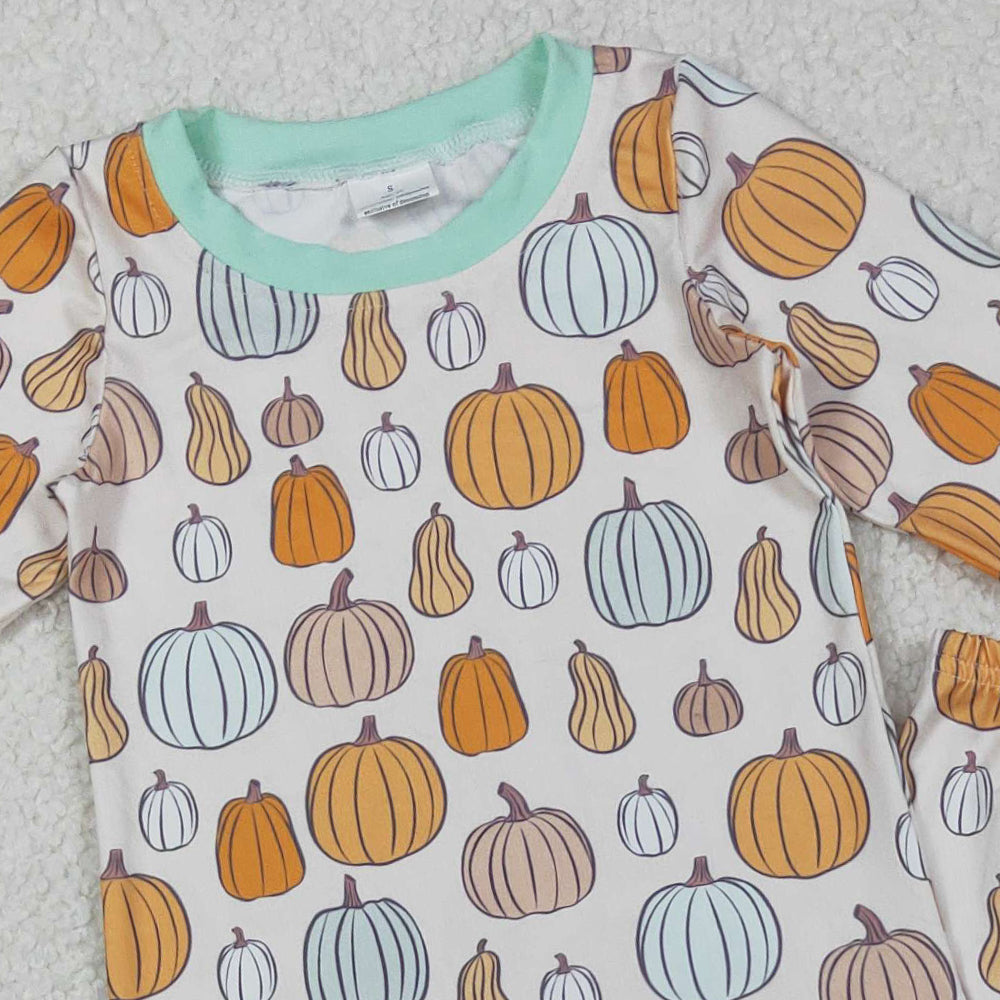 RTS NO MOQ （In stock）BLP1222 Baby Boys Winter Outfits Long Sleeve Pumpkin Pajamas Fall Comfortable Sleepwear