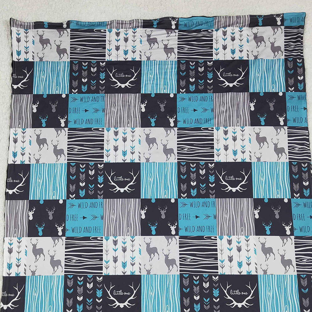 10.10 RTS NO MOQ （In stock）BL0074 Baby Kids Deer Hunting Checked Western Blankets