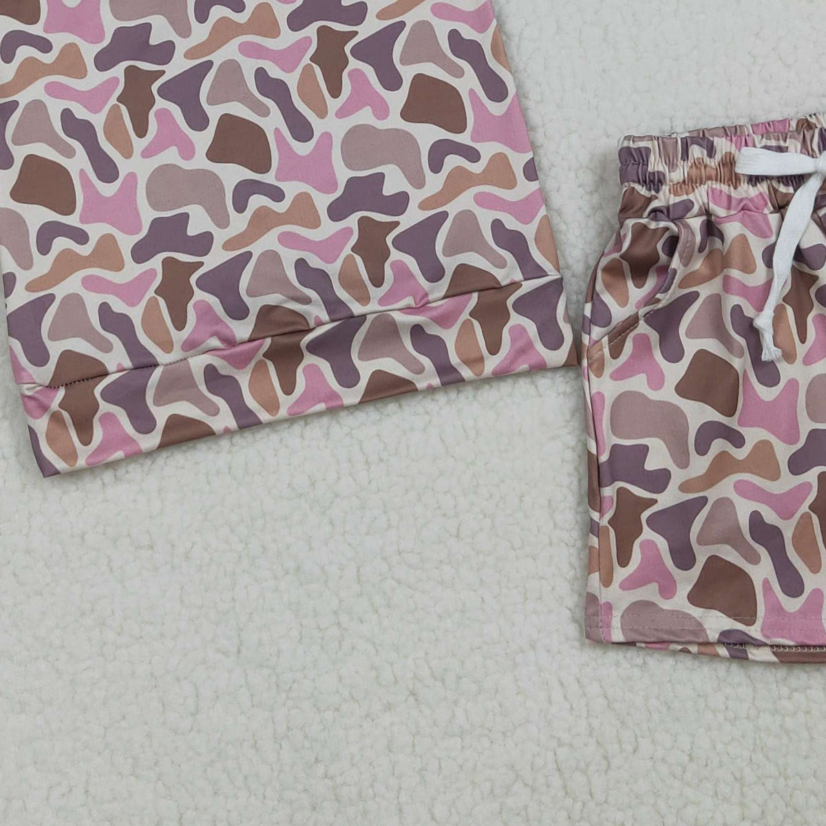 3.25 RTS NO MOQ （In stock）GLS0091 Kids Clothing for Baby Girls Long Sleeve Southern Camo Top Pockets Shorts Clothes Sets