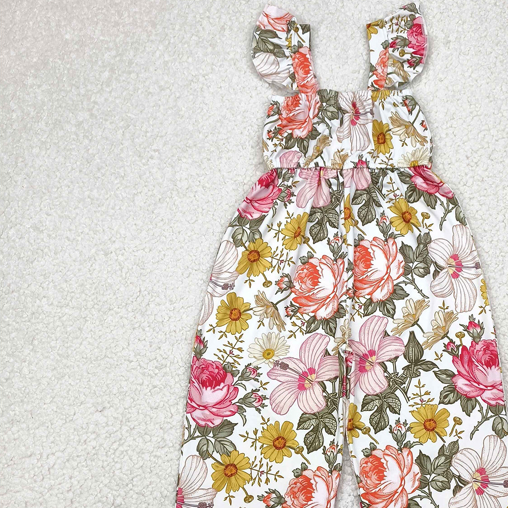 8.27  SR3053RTS NO MOQ Baby Girls Summer Jumpsuits baby girls clothes floral flying sleeve jumpsuit