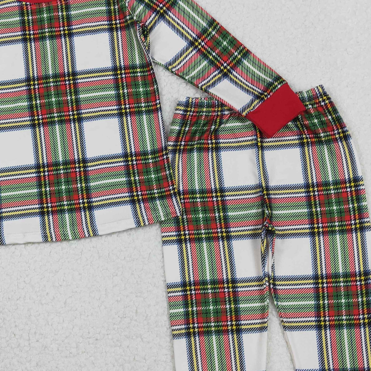 11.4 RTS NO MOQ （In stock）BLP1279 Baby Boys Winter Outfits Baby Boys Green Red Checked Top Pants Christmas Pajamas Sets
