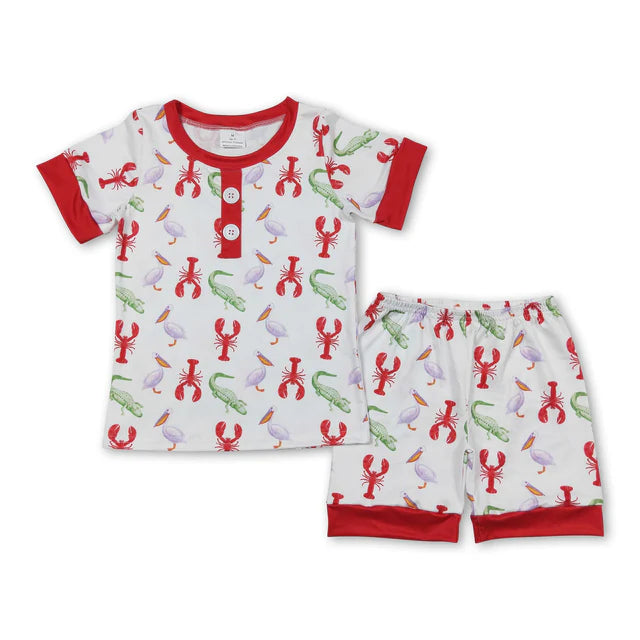 RTS Sibling Short sleeves balloon flag boys 4th of july pajamas