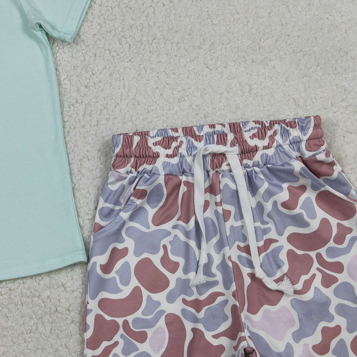 1.21 RTS NO MOQ （In stock）BSSO1710 Embroidery Just Like My Daddy Baby Boys Top Camo Pockets Shorts Clothes Sets