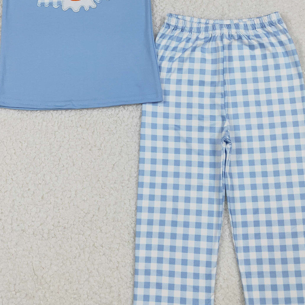 RTS NO MOQ （In stock）BSPO0581  Baby Boys Autumn Outfits Ghosts Pumpkins Top Pant Halloween Sets