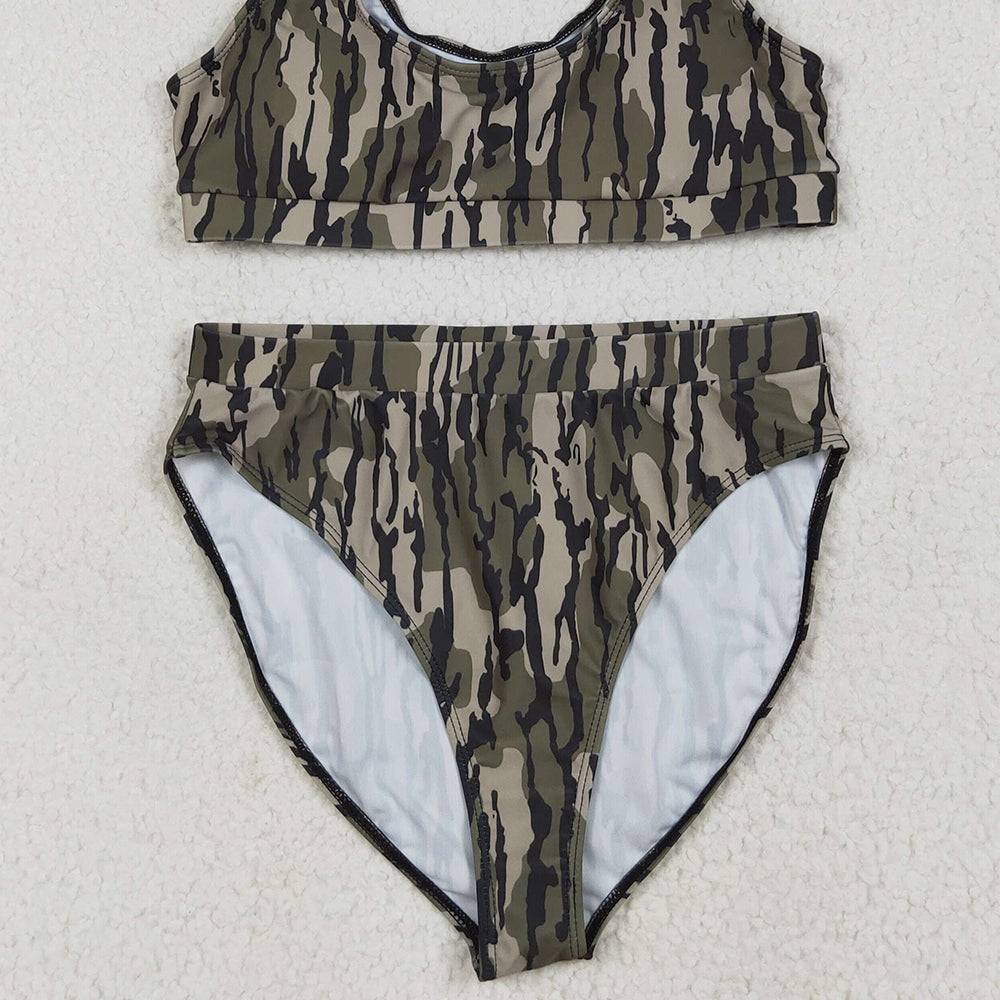 USA Shop (in stock)S0563+S0564 RTS NO MOQ Adult Women's Swimsuit Bottomland camo adult women summer swim top summer swim bottom sets