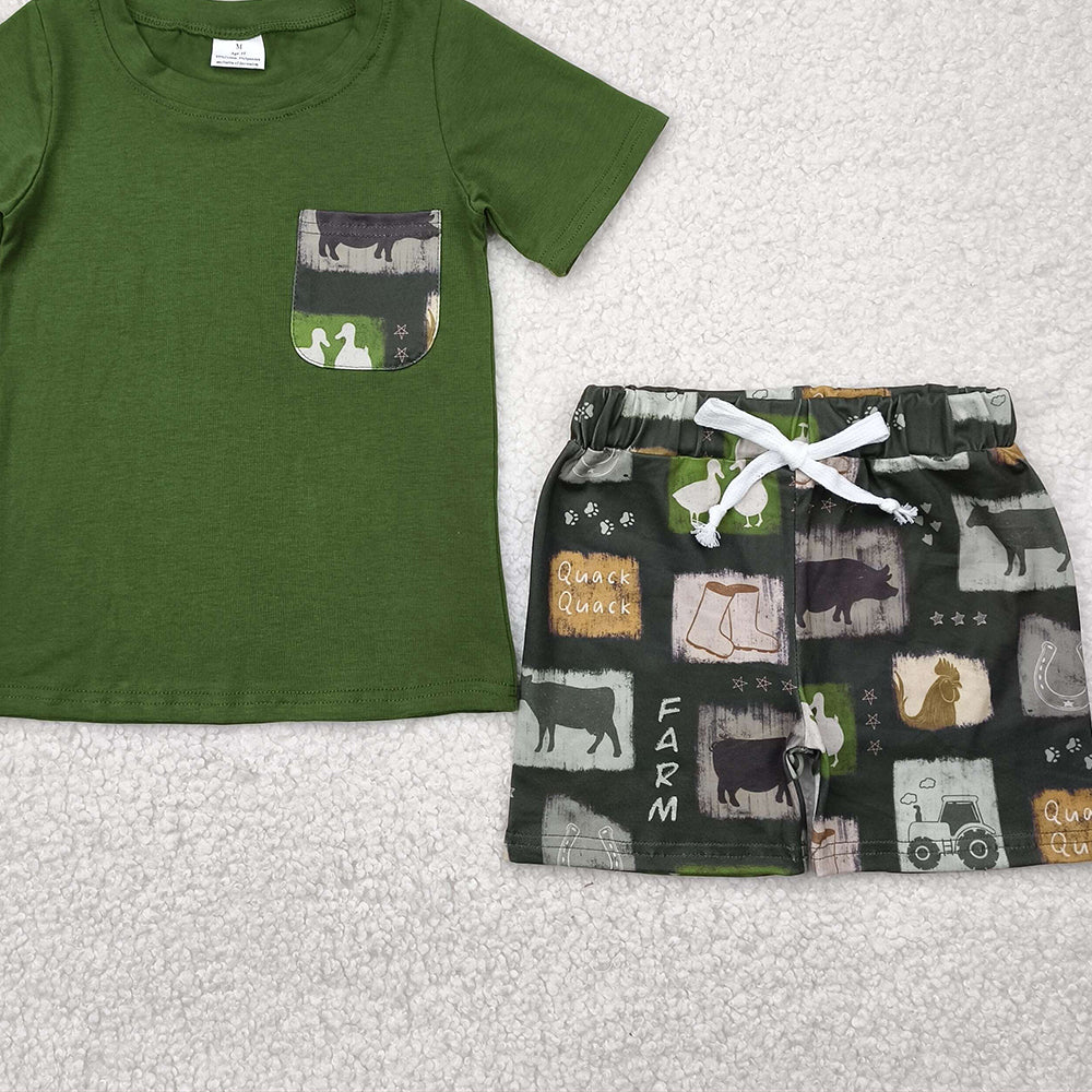 6.18 BSSO1390 RTS NO MOQ Baby Boys Summer Boys Outfits Baby Boys Western Cow Boots Shirt Shorts Clothes Sets