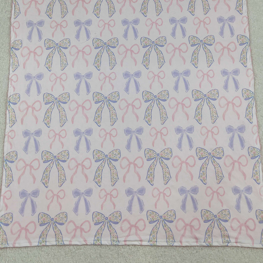 RTS NO MOQ （In stock）BL0191 Baby Blankets Colorful bow pink polka dots baby girls blankets