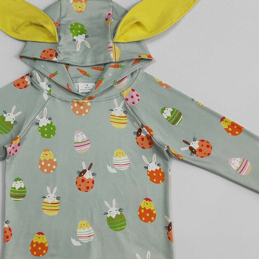 BT1136Easter Bunny Hoodie Long Sleeve Ear Bunny Kids Baby Clothes Cartoon Print Comfortable Soft Polyester Spring Autumn Wear