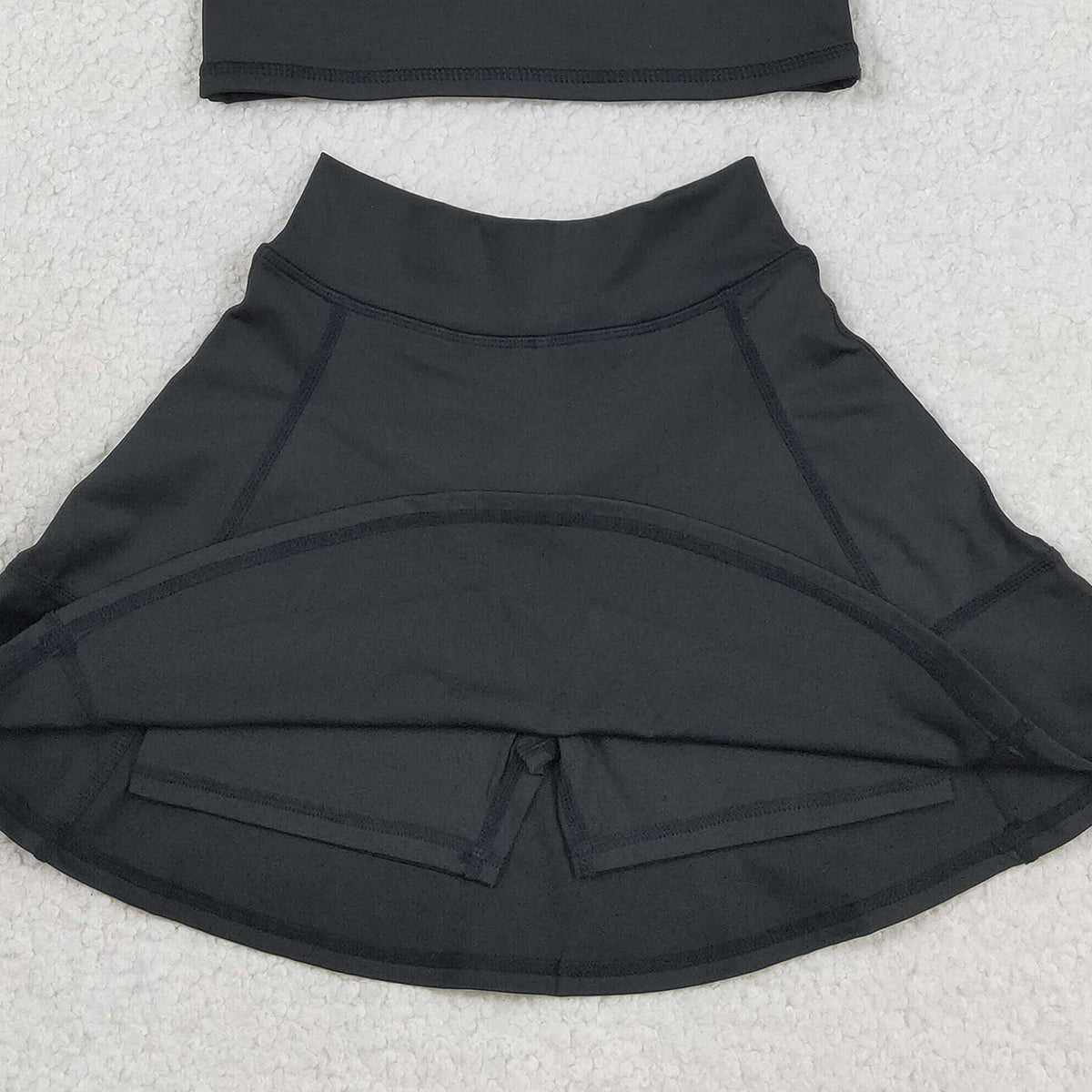 3.16 RTS NO MOQ （In stock）GSD1982 Baby Girls Summer Sleeveless Black Top Yoga Sports Skorts Clothes Sets