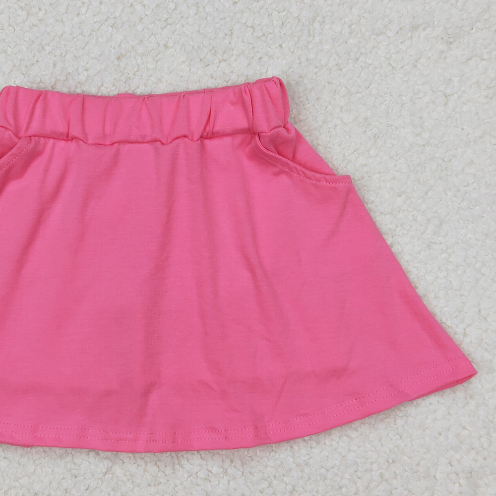 4.14 GLK0066 RTS NO MOQ Pink cotton pocket kids girls summer skirt