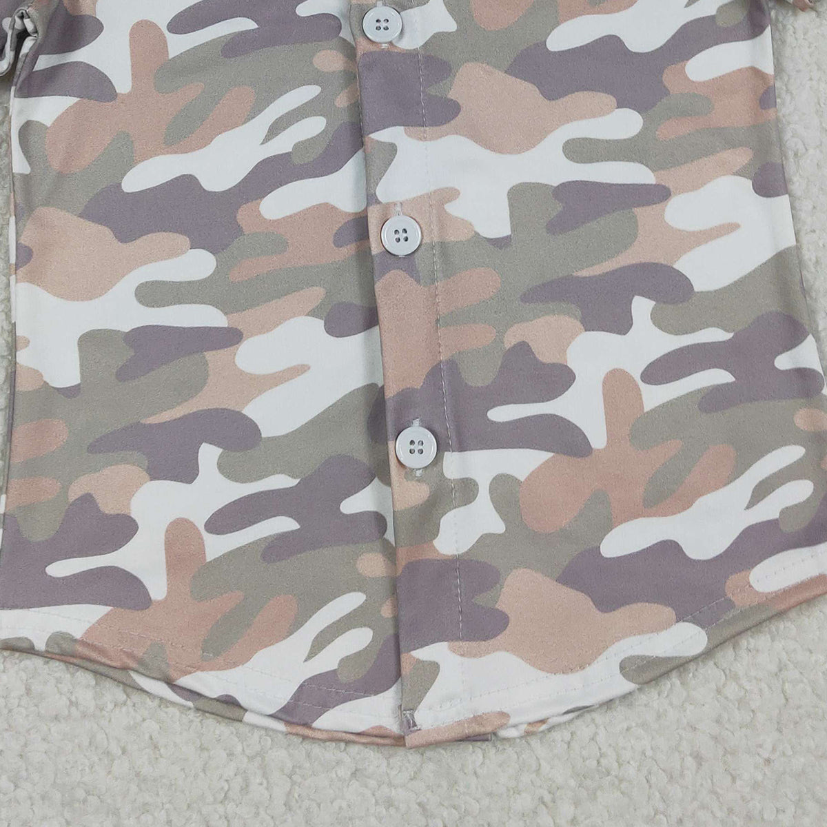 12.20 RTS NO MOQ （In stock）BT1565 Baby Boys Southern Grey Camo Button Shirts Top