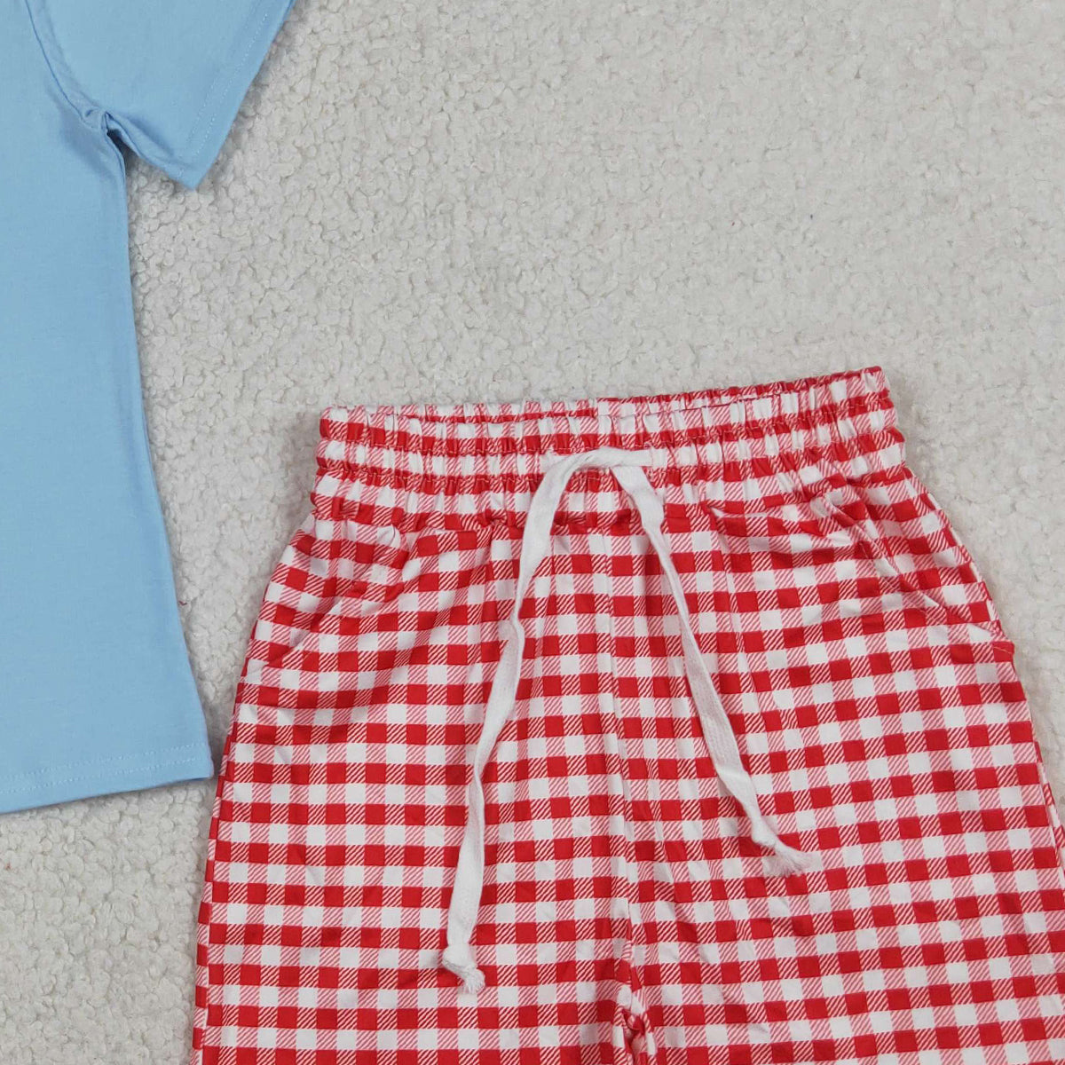 4.8 BSSO1699 RTS NO MOQ （In stock ）Short sleeves fishing lure embroidery kids boys outfits