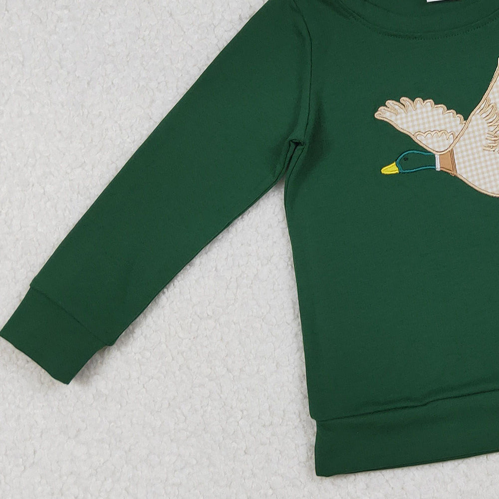 RTS NO MOQ （In stock）BT1334 Baby Boys Long Sleeve Tops Green Long Sleeves Tee Shirts Tops