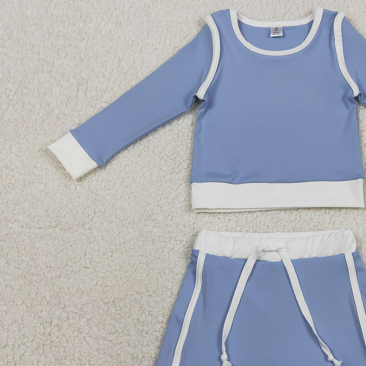 1.31 RTS NO MOQ （In stock）GLD1483 Baby Girls Blue Long Sleeve Top Skirts Shorts Yoga Active Clothes Sets