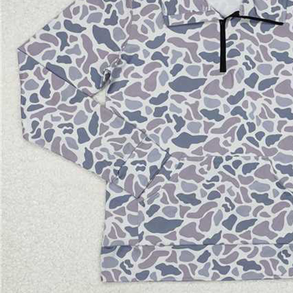 USA Shop (in stock)GT0832Women's Grey Camouflage Pocket Zipper Pullover Adult Hoodie Casual Loose Fit Streetwear