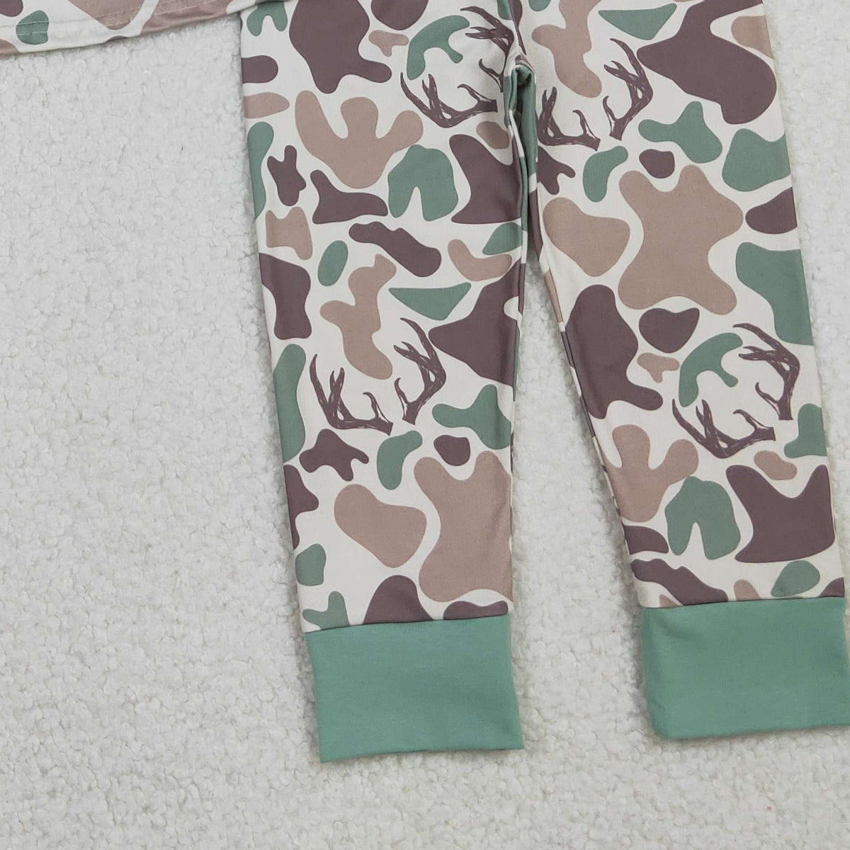 10.29 RTS NO MOQ （In stock）BLP1232 Baby Boys Winter Outfits Baby Boys Brown Deer Camo Top Pant Hunting Pajamas Set