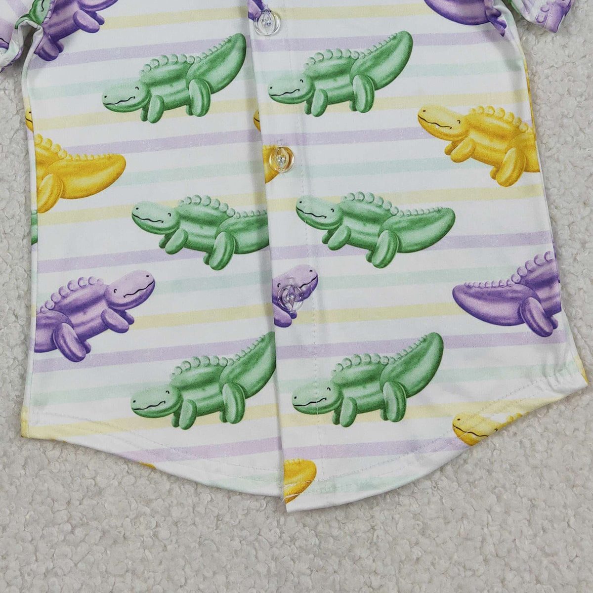 1.8 RTS NO MOQ （In stock）BT1393 Baby Boys Mardigras Stripe Crocodiles Button Shirts Top