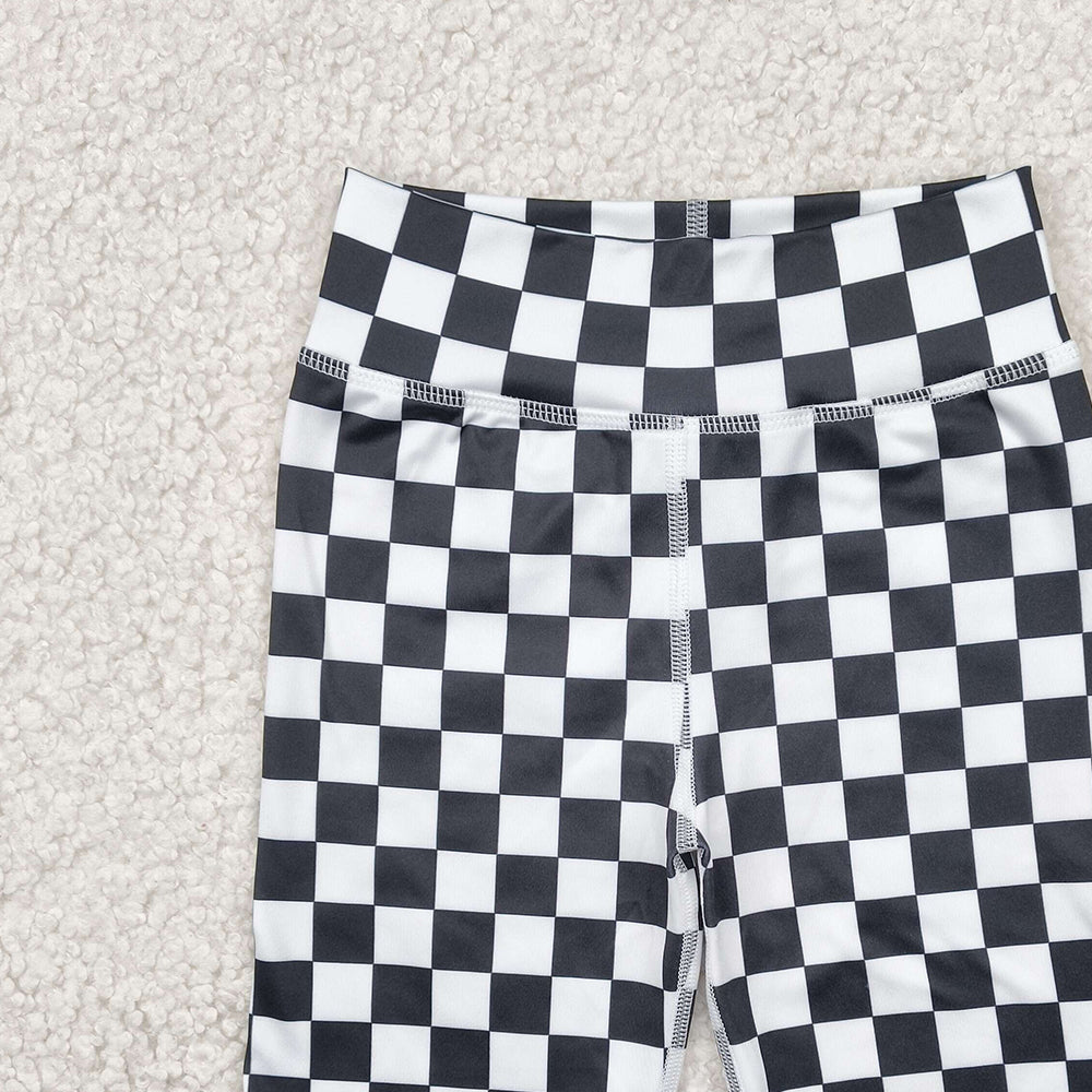 4.15 SS0537 RTS NO MOQ Baby Girls Yoga Shorts High waist black plaid kids girls summer shorts