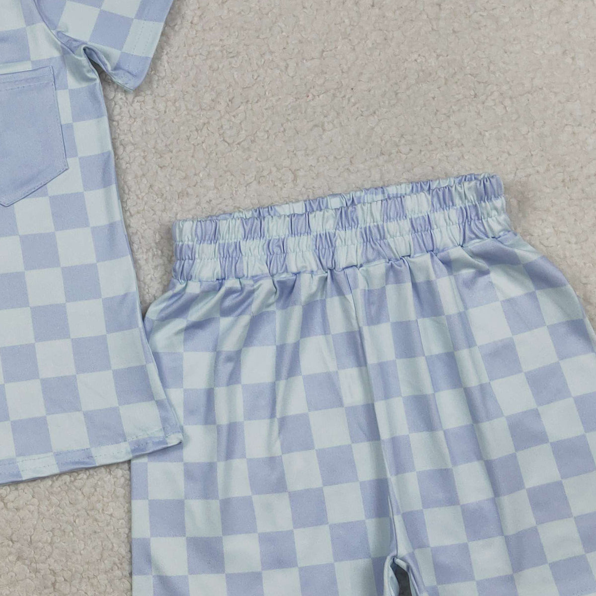 3.6 RTS NO MOQ （In stock）BSSO1753 Children's Fashion Set Baby Boys Dark Green Shirts Top Checked Pockets Shorts Clothes Sets