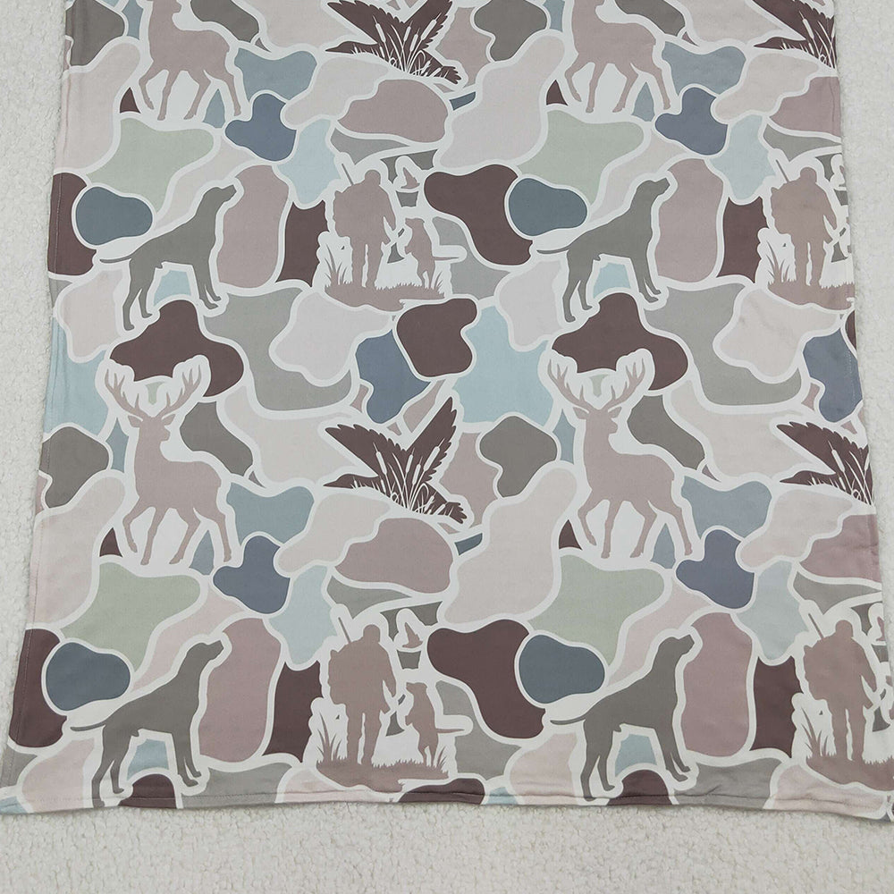 RTS NO MOQ （In stock）BL0212 Baby Blankets Gray Deer Ducks Camo Western Hunting Blankets