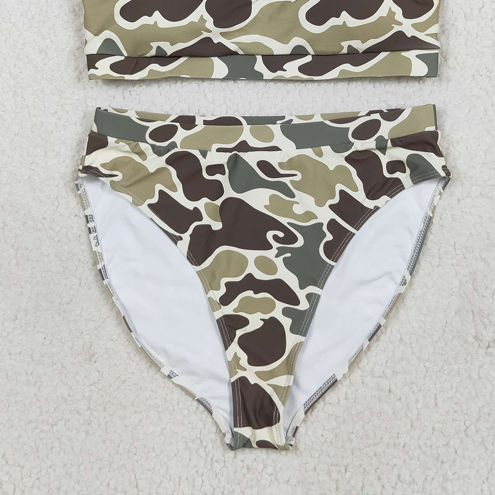 USA Shop (in stock) S0570+S0571 Adult Women's Swimsuit Camo adult women summer swim top Camo adult women summer swim bottom sets