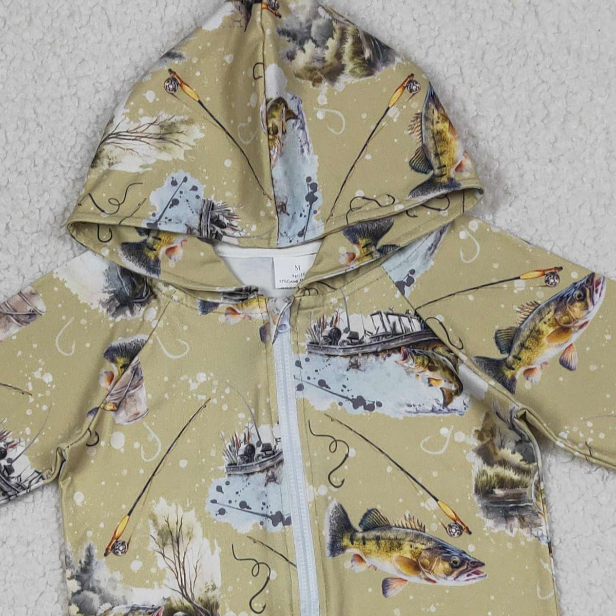 4.3 BT0346 RTS NO MOQ （In stock ）Just a boy who loves to fish baby kids hooded jacket