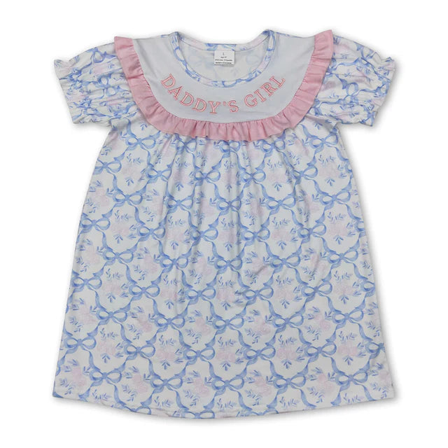 RTS Sibling Short sleeves daddy's girl floral bow kids girls dresses and romper